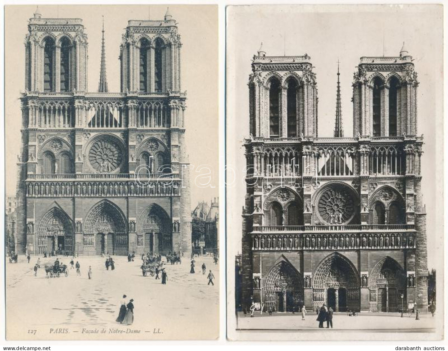 **, * Paris, Notre Dame - 4 Pre-1945 Postcards - Unclassified