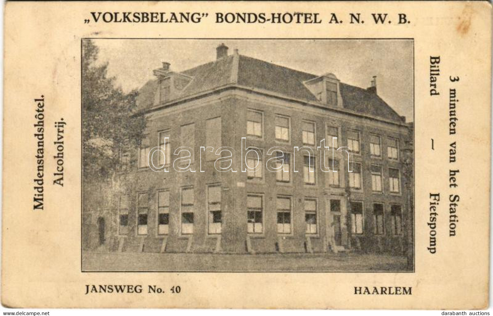 T2/T3 1925 Haarlem, Volksbelang Bonds-Hotel A.N.W.B. Jansweg No. 40. (fl) - Zonder Classificatie