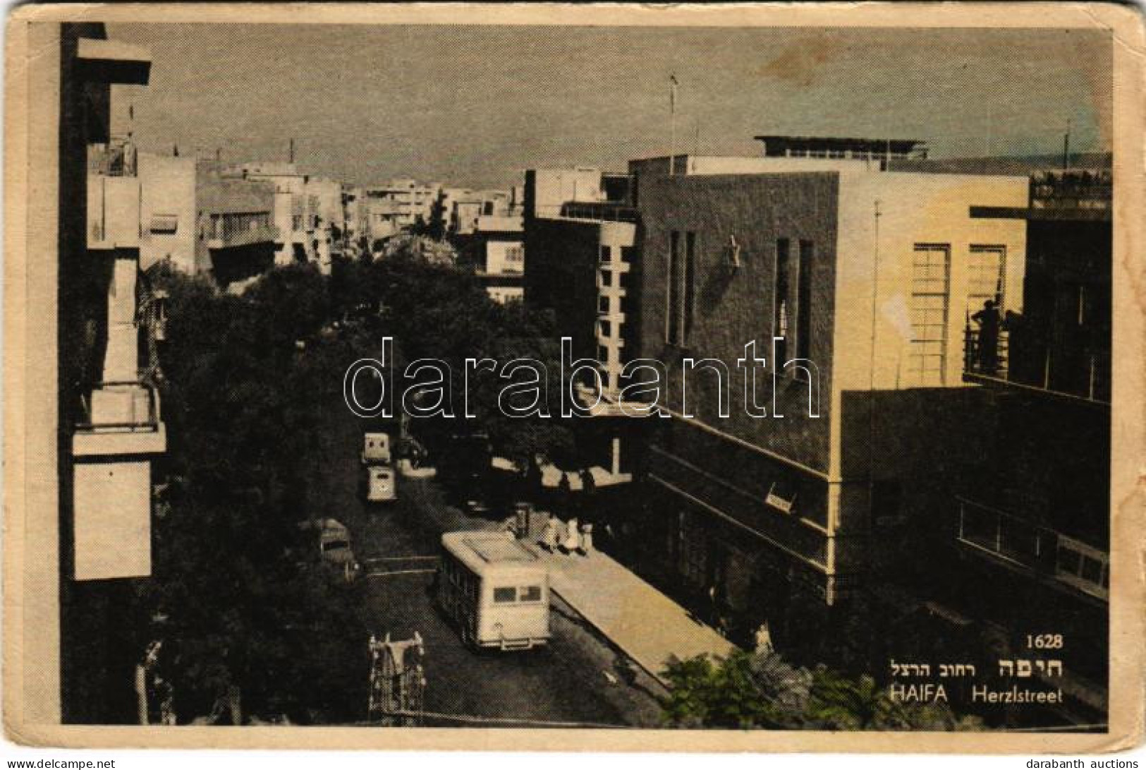 * T3 1951 Haifa, Herzlstreet, Autobus, Automobiles (fl) - Unclassified