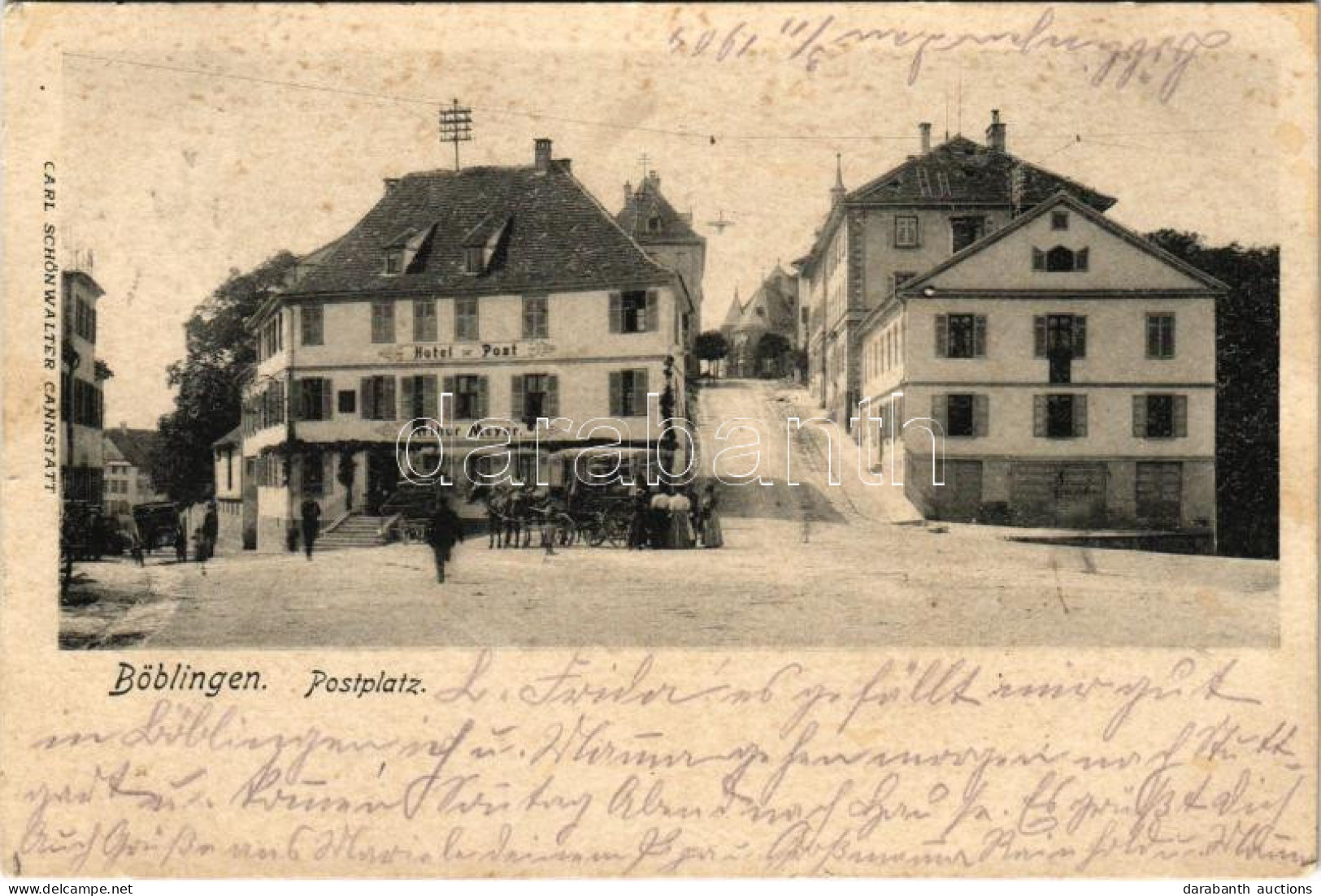 T2/T3 1904 Böblingen, Postplatz, Arthur Meyer Hotel Zur Post (fl) - Non Classificati