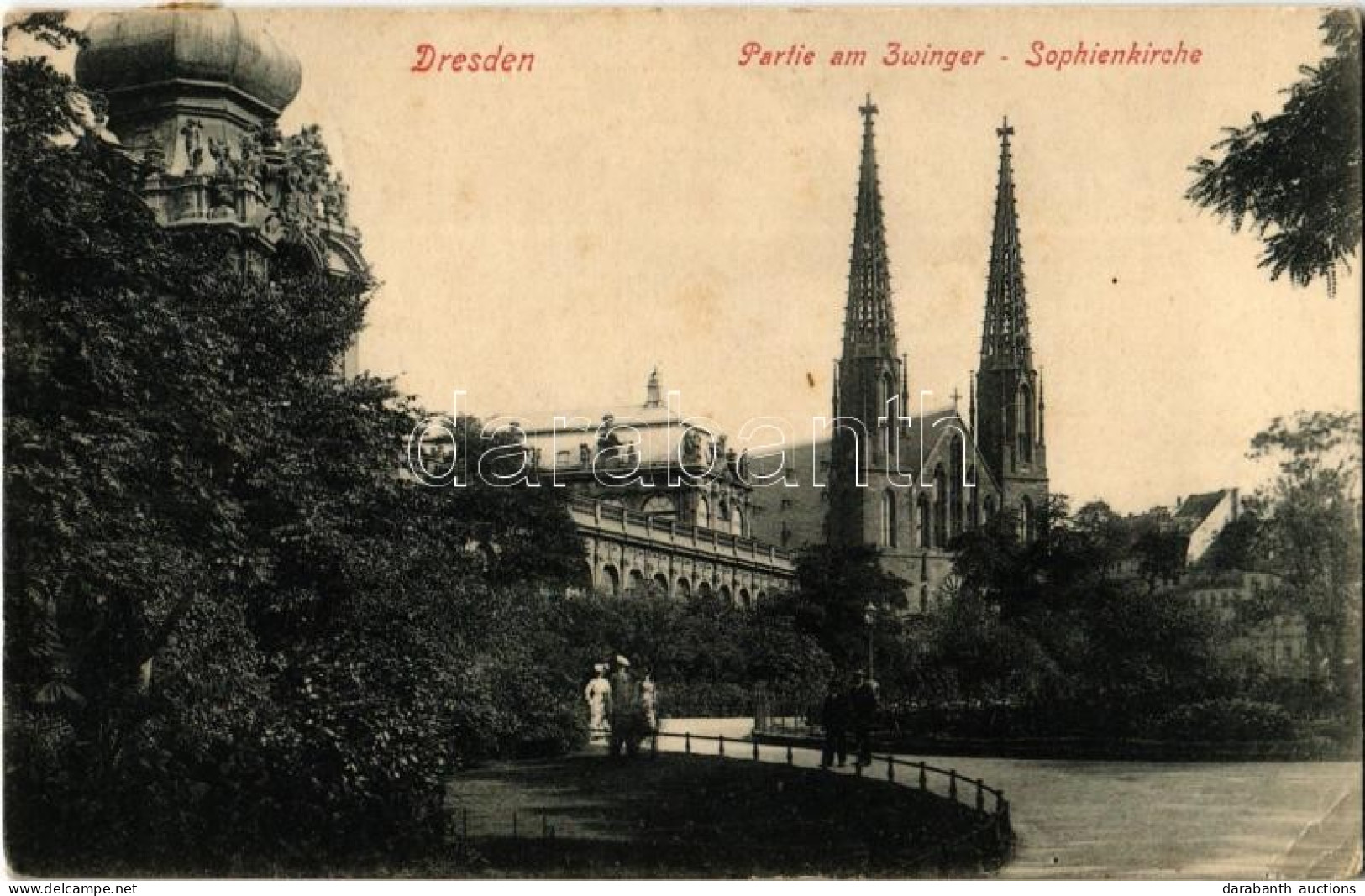 T3 1909 Dresden, Partie Am Zwinger - Sophienkirche / Church, Garden (EK) - Unclassified
