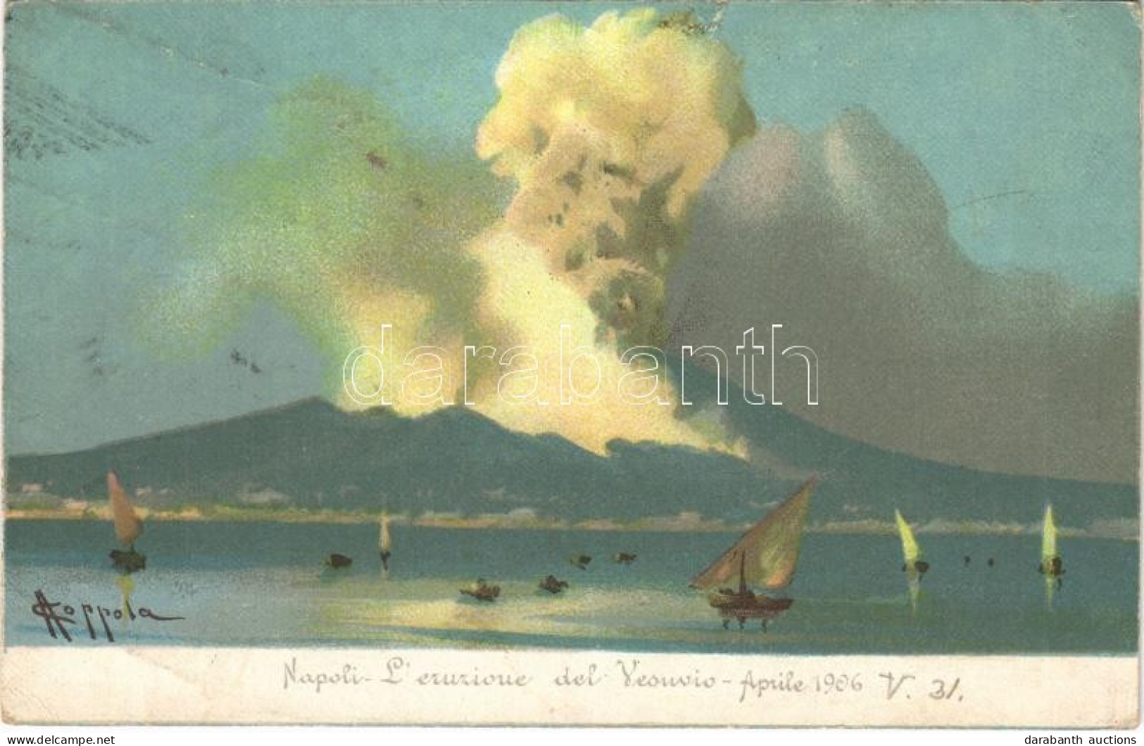 T3 1906 Napoli, Naples; L'eruzione Del Vesuvio Aprile 1906 / Eruption Of Mount Vesuvius. Litho S: Coppola (EB) - Unclassified