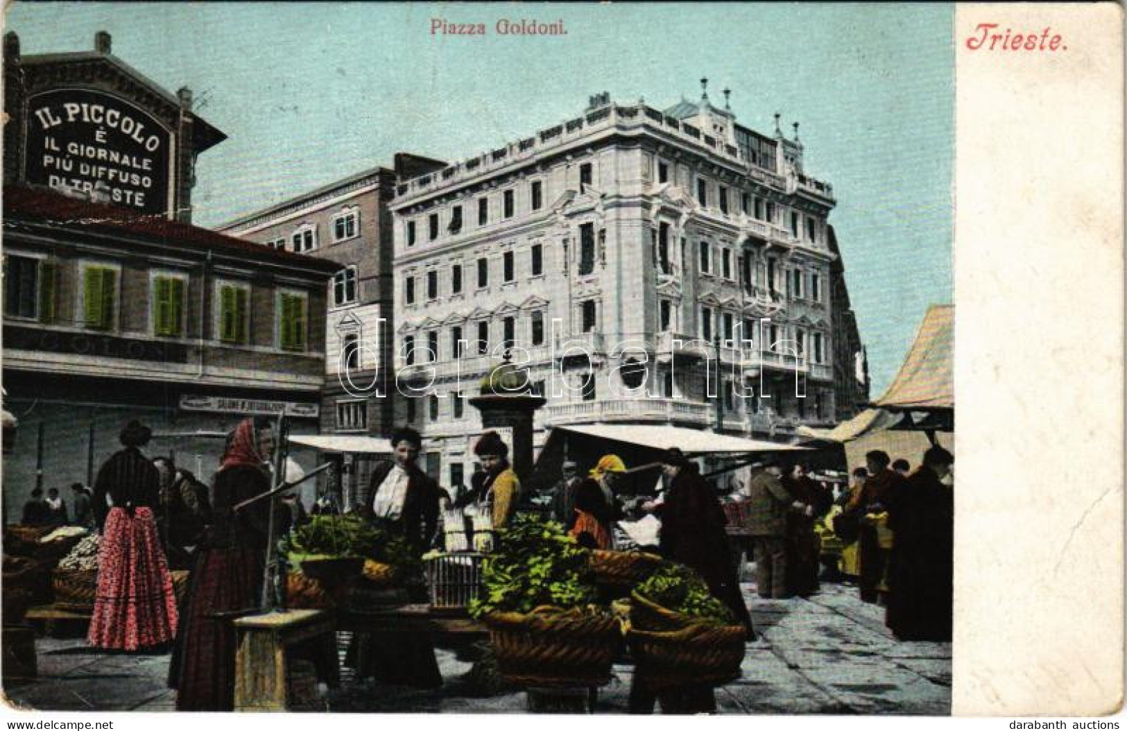 * T3 1908 Trieste, Trieszt; Piazza Goldoni / Square, Market (Rb) - Ohne Zuordnung