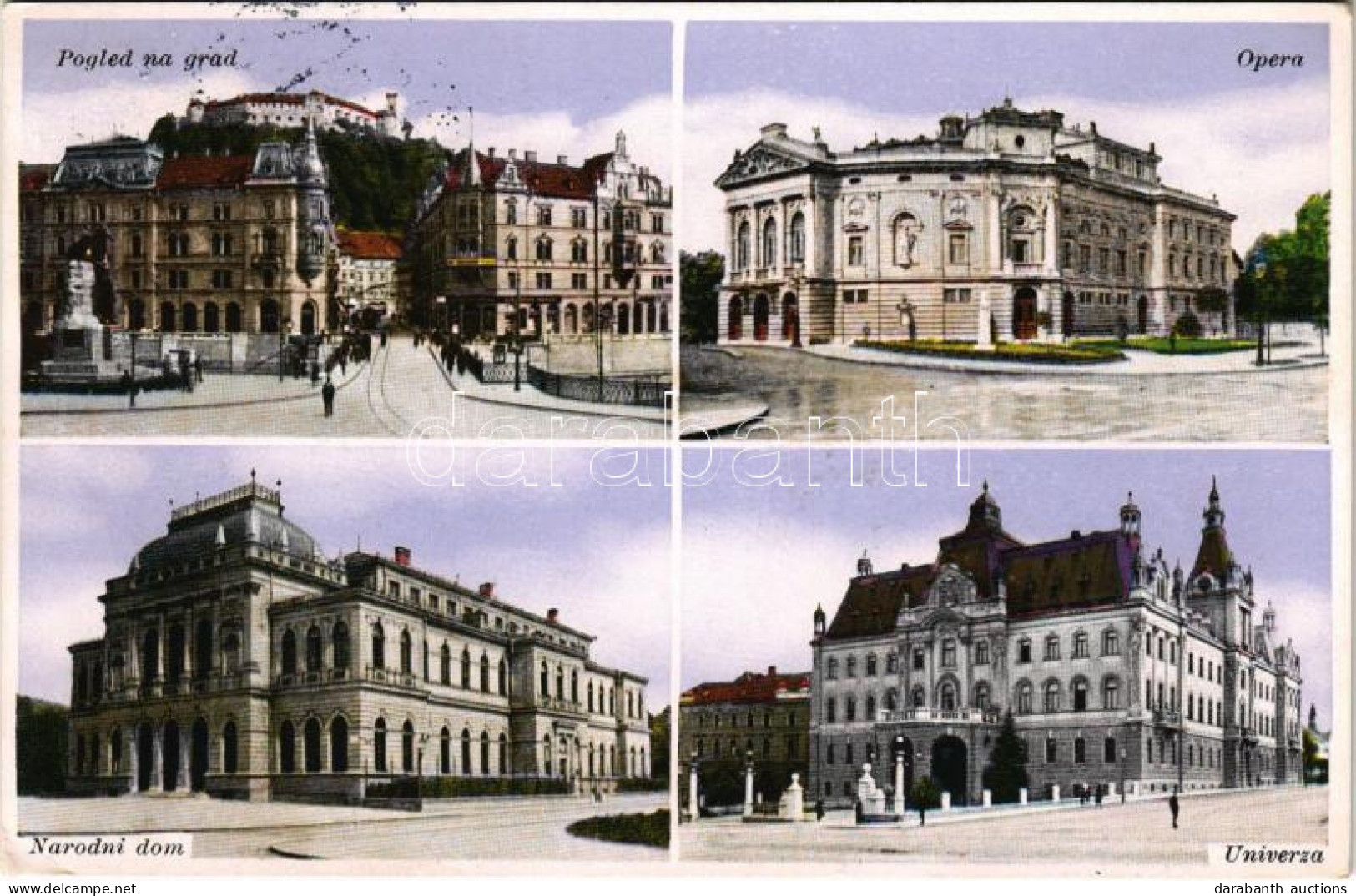 T2/T3 Ljubljana, Laibach; Pogled Na Grad, Opera, Narodni Dom, Univerza / General View With Castle, Operahouse, National  - Non Classificati