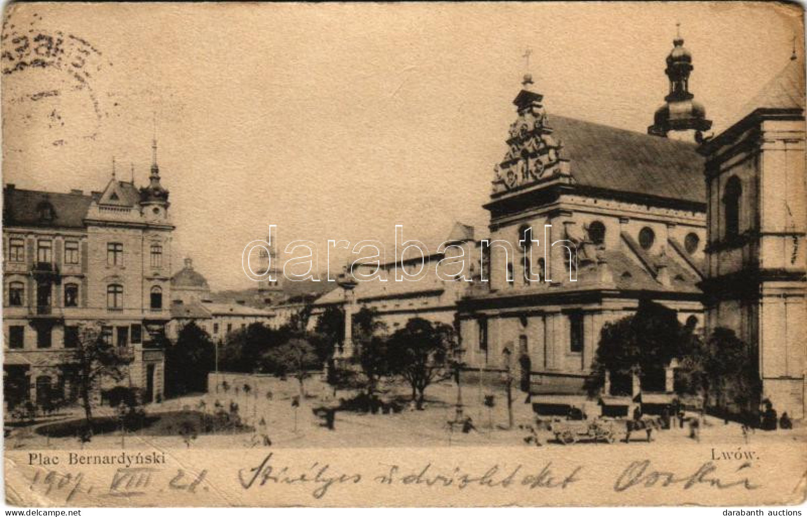 T3/T4 1907 Lviv, Lwów, Lemberg; Plac Bernardynski / Square, Church (EB) - Sin Clasificación