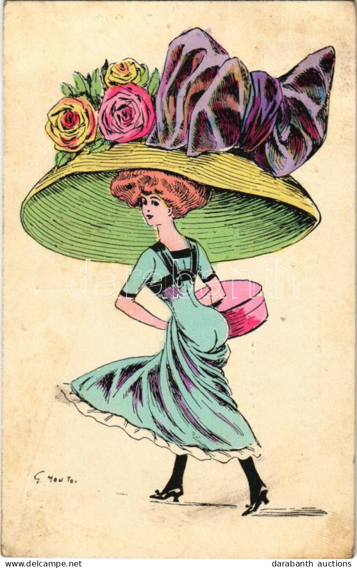 T3/T4 1908 Erotic Lady Art Postcard (ázott / Wet Damage) - Ohne Zuordnung