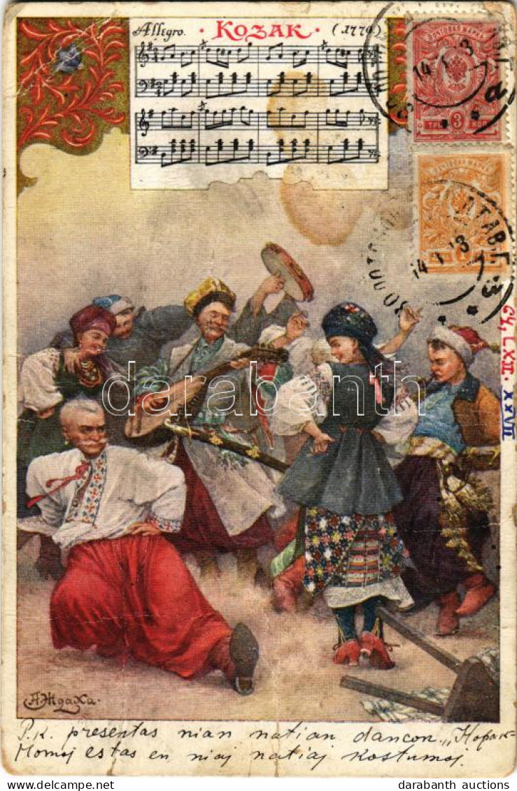 T3/T4 1914 Kozák Néptánc és Népzene (1770) - Kottás / Cossack Folk Dance And Music Sheet. TCV Card (Rb) - Sin Clasificación