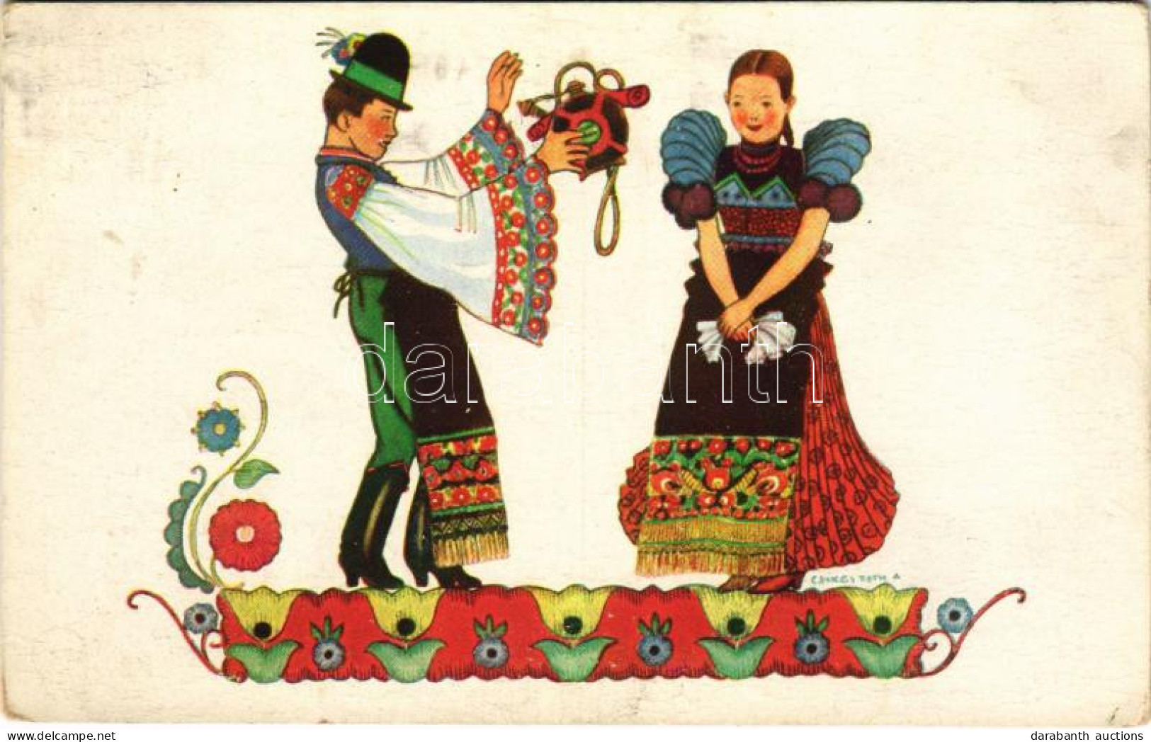 T2/T3 Magyar Folklór Művészlap / Hungarian Folklore Art Postcard S: Csikós Tóth A. (fl) - Ohne Zuordnung