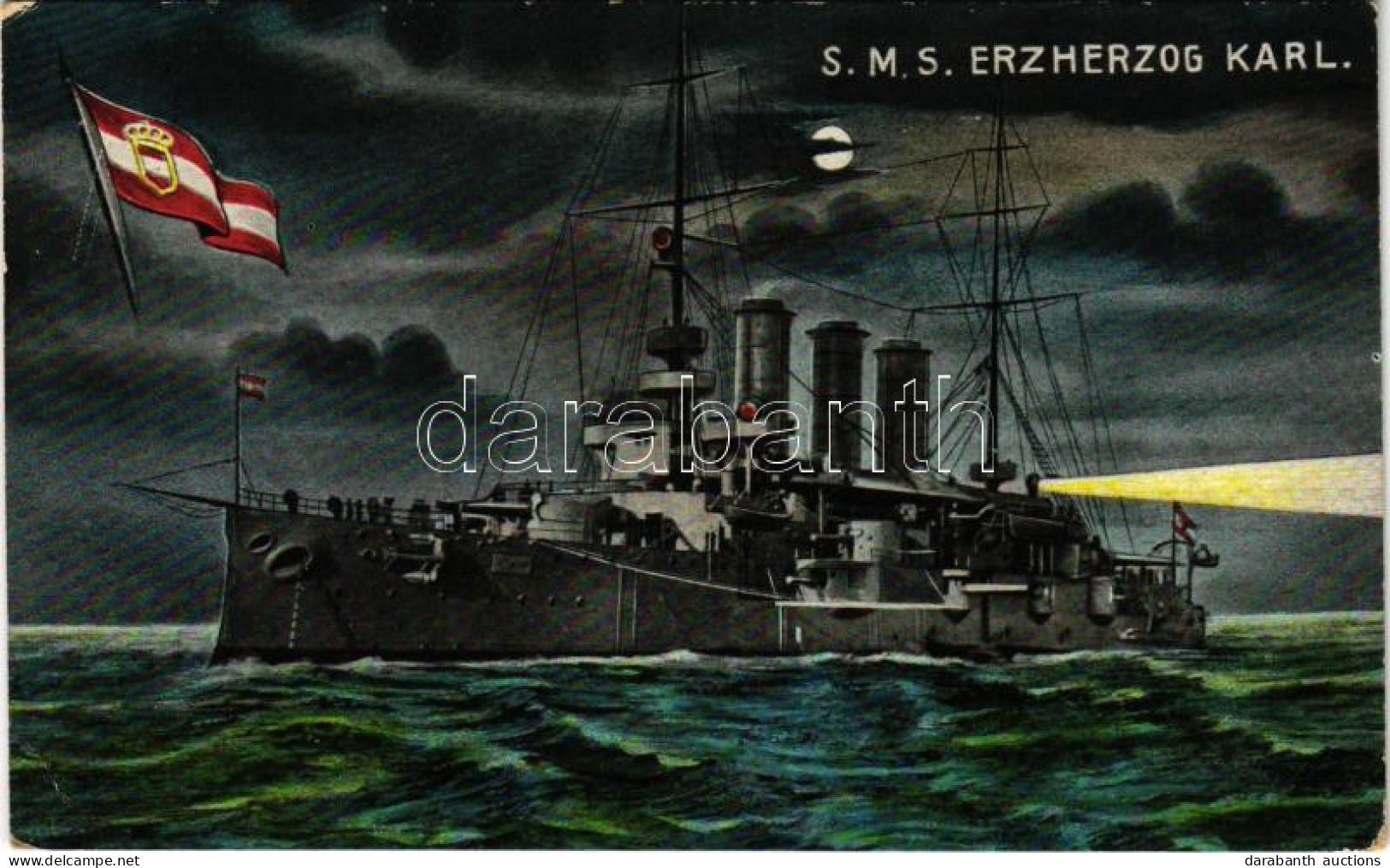 T2/T3 1908 SMS ERZHERZOG KARL Osztrák-magyar Haditengerészet Pre-dreadnought Csatahajó Este. G. Fano Pola, 1908/9. No. 1 - Unclassified