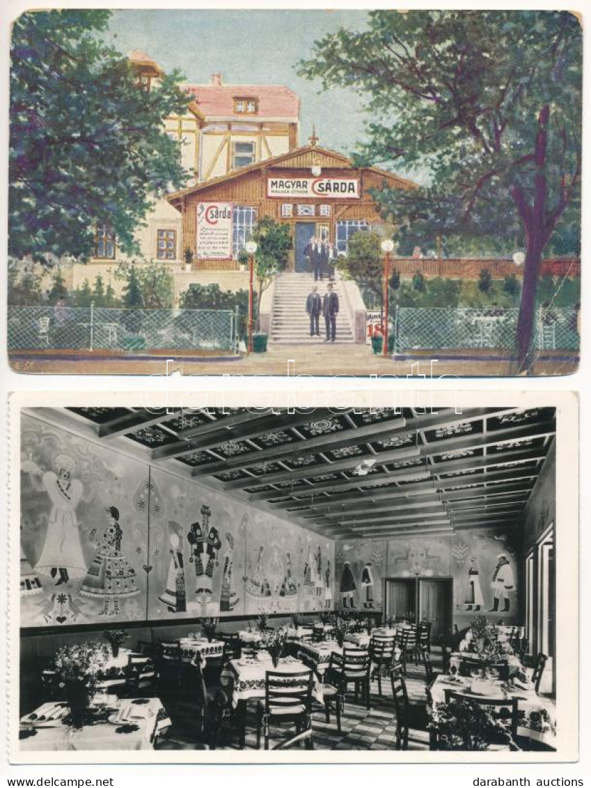 **, * Magyar Csárdák Külföldön - 4 Db Régi Hungarika Képeslap / Hungarian Restaurant Abroad - 4 Pre-1945 Hungarica Postc - Ohne Zuordnung