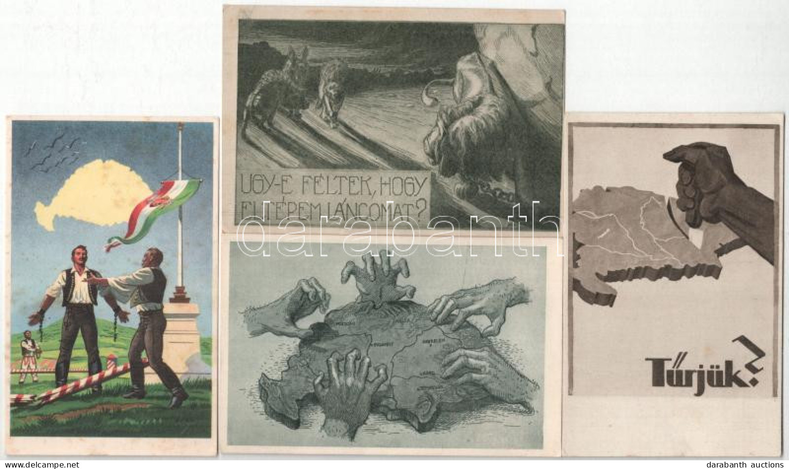 ** 4 Db RÉGI Irredenta Propaganda Képeslap / 4 Pre-1945 Hungarian Irredenta Propaganda Art Postcards - Ohne Zuordnung