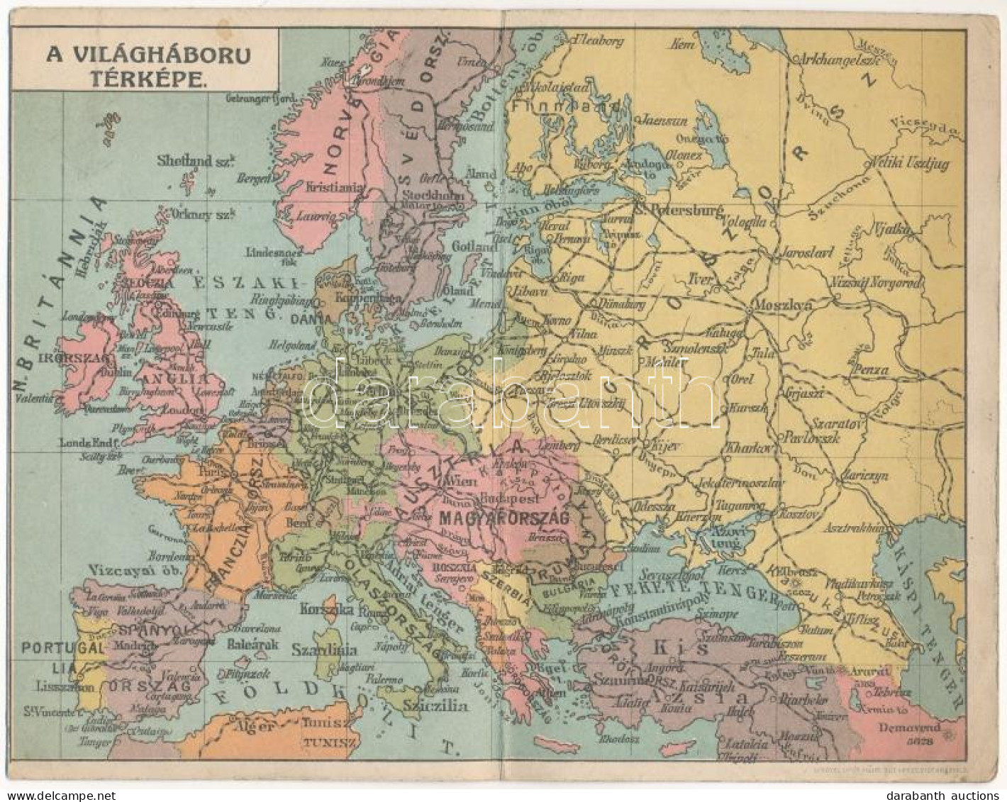 * T3 A Világháború Térképe. Lengyel Lipót Műintézet Kiadása. 2-részes Kihajtható Képeslap / WWI Military, Map Of The Fir - Sin Clasificación