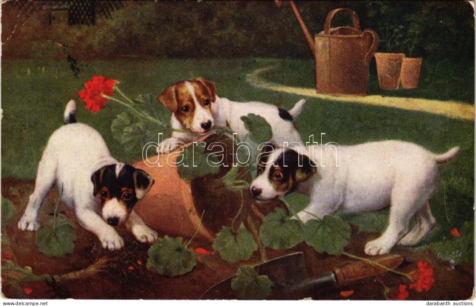 * T2/T3 1915 Raphael Tuck & Sons' "Oilette" Postcard No. 9537. "When Dogs Are Puppies" Series III. (EK) - Unclassified