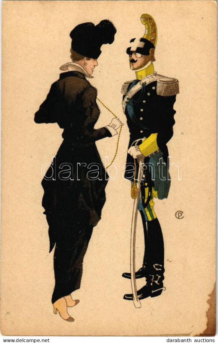 ** T2/T3 Elegáns Katonatiszt és Hölgy. Ed. R.A. Serie 101. Litho (fl) - Non Classés