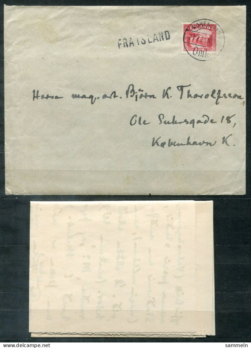 ISLAND - Schiffspost 1934, Paquebot,Navire,Ship Letter,Fra Island, Ank.Kopenhagen (see TEXT !!)- ICELAND Einar Sveinsson - Brieven En Documenten