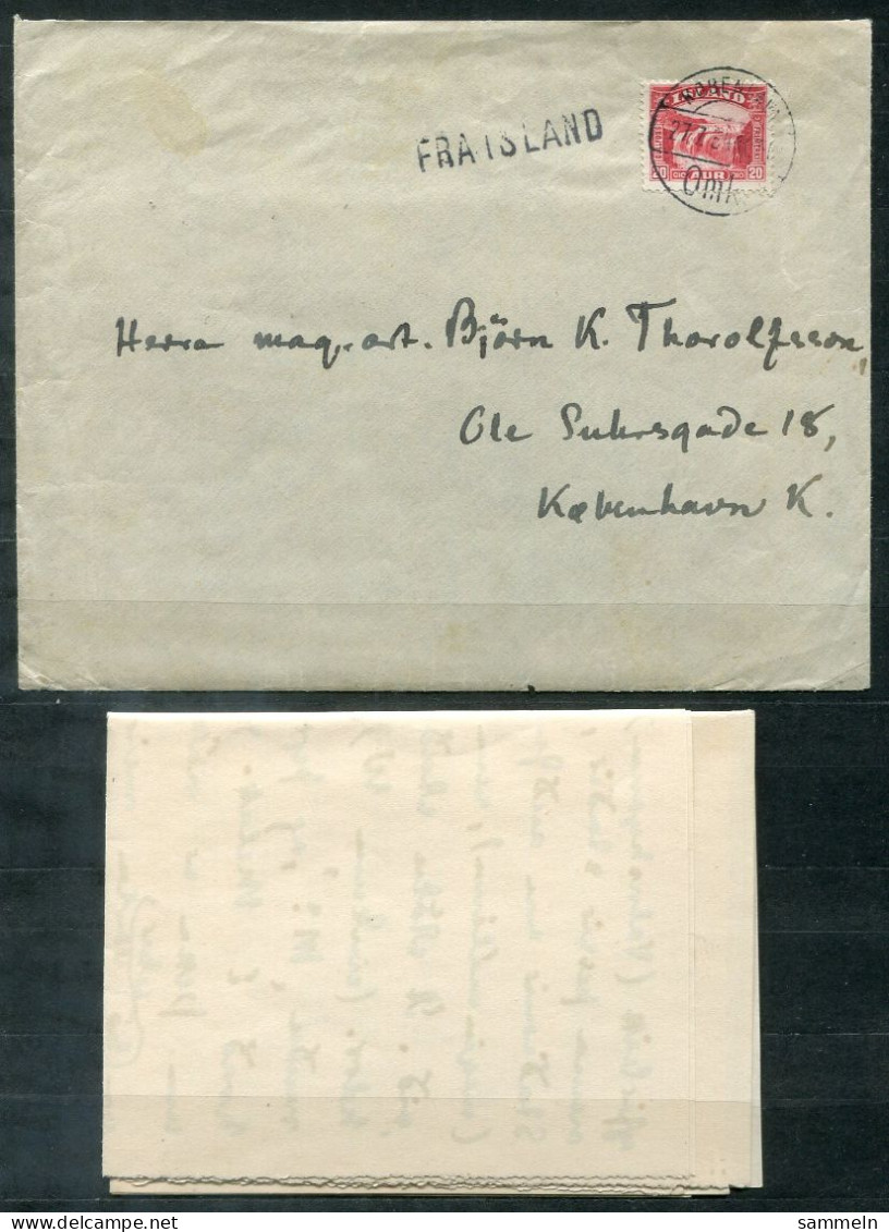 ISLAND - Schiffspost 1934, Paquebot,Navire,Ship Letter,Fra Island, Ank.Kopenhagen (see TEXT !!)- ICELAND Einar Sveinsson - Briefe U. Dokumente