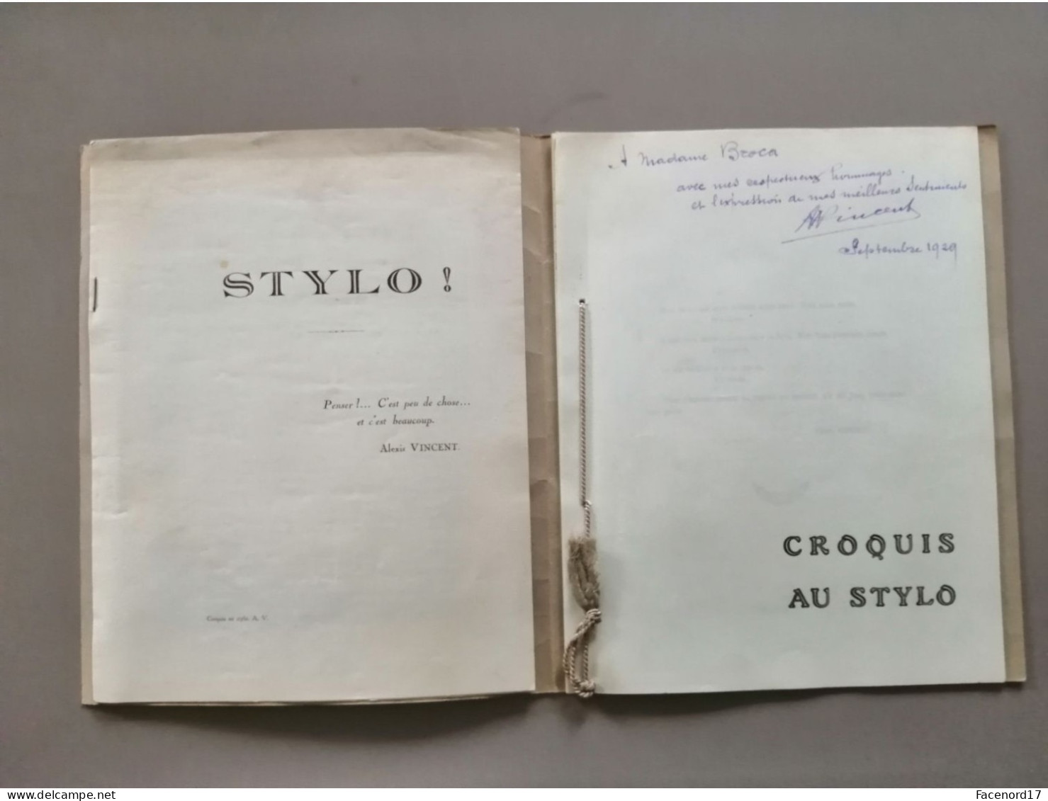 Croquis Au Stylo Poèmes De Alexis Vincent Avec 2 Dédicaces  1929  Rare - Autores Franceses