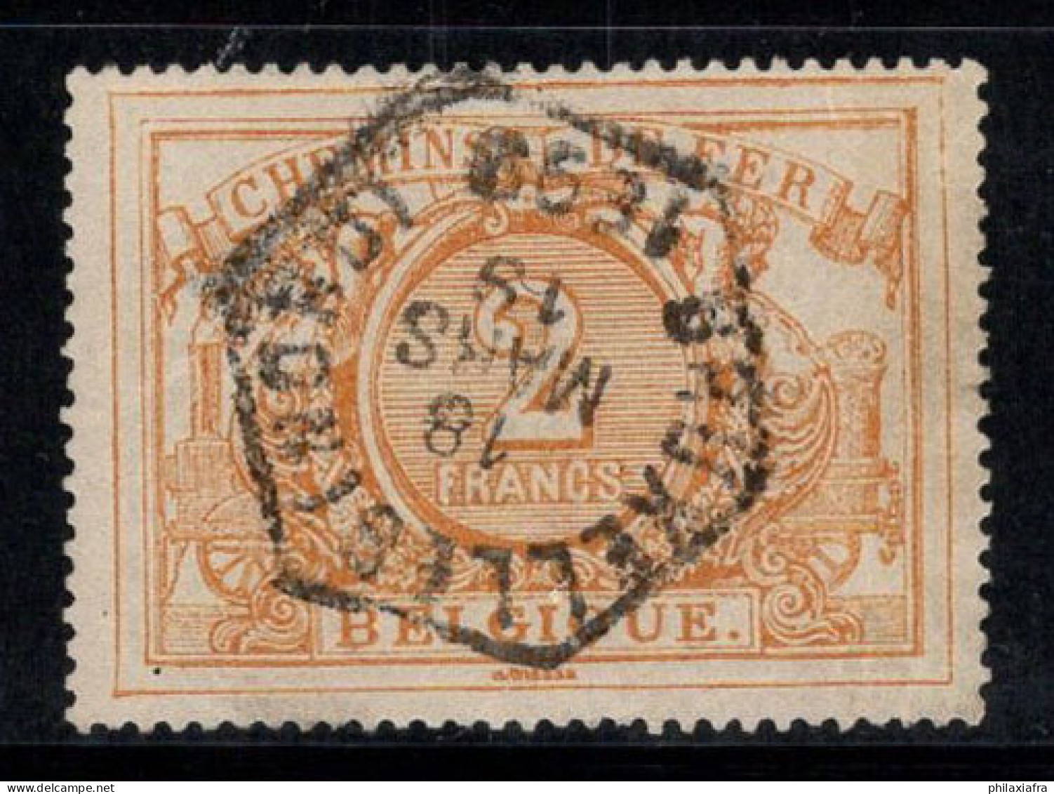 Belgique 1882 Mi. 14 Oblitéré 100% Chemin De Fer, ARMOIRIES, 2 Fr - Used