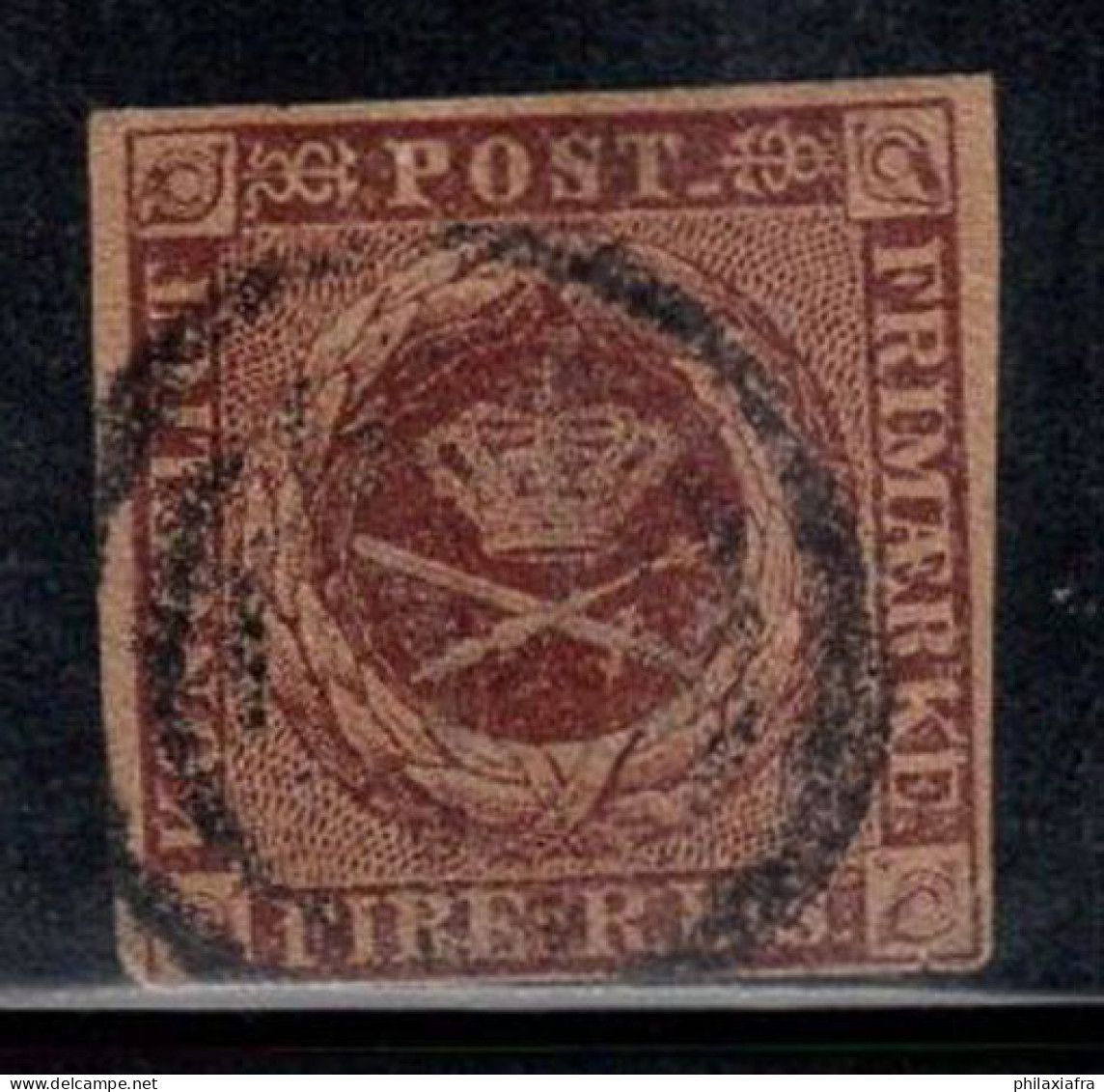 Danemark 1851 Mi. 1 Oblitéré 80% 4 S, Couronne, Armoiries - Usati