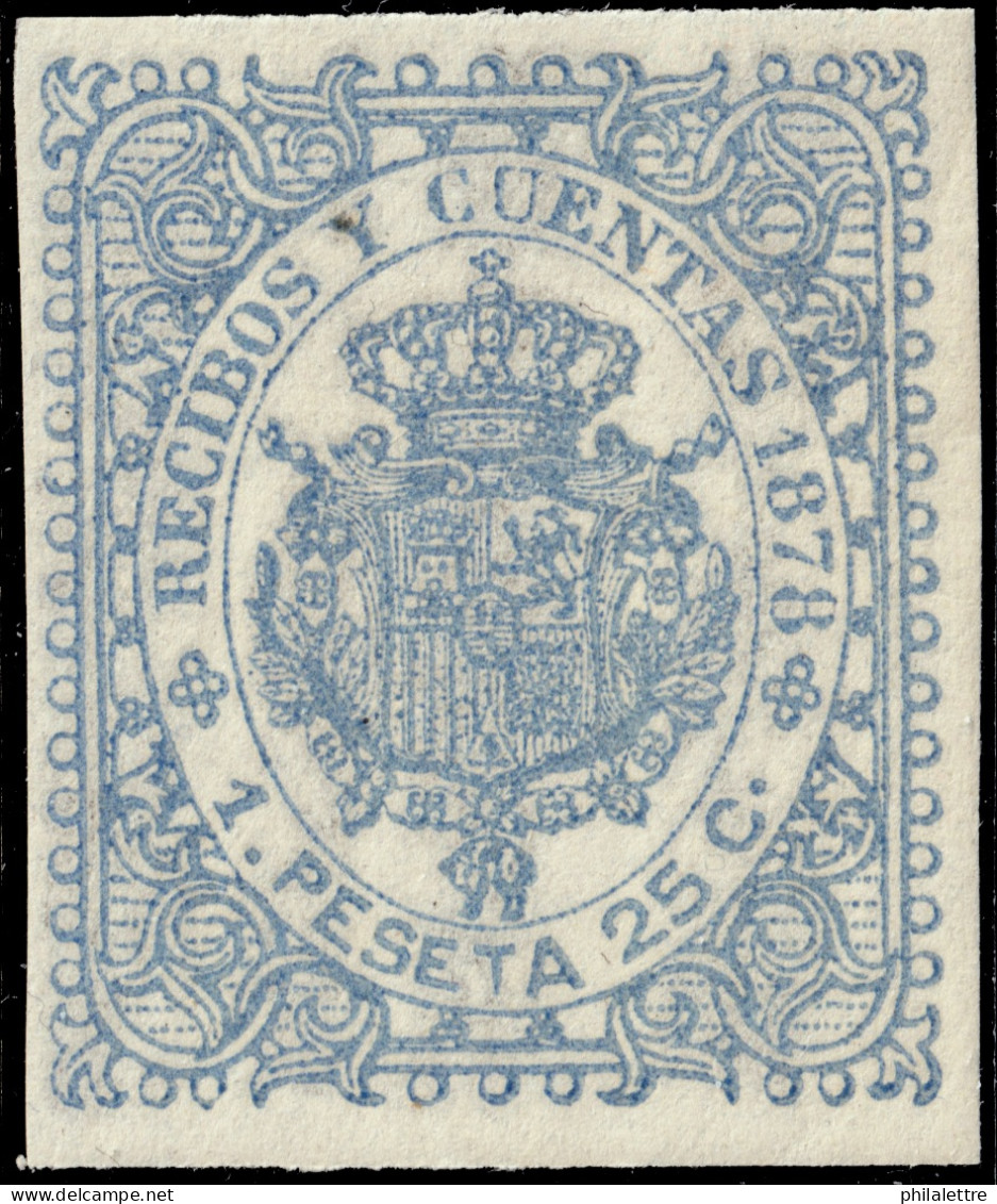 ESPAGNE / ESPANA - COLONIAS (Cuba) 1878 Sello Fiscal "RECIBOS Y CUENTAS" 1,25 Pta Azul Ultamarino - Nuevo* - Cuba (1874-1898)