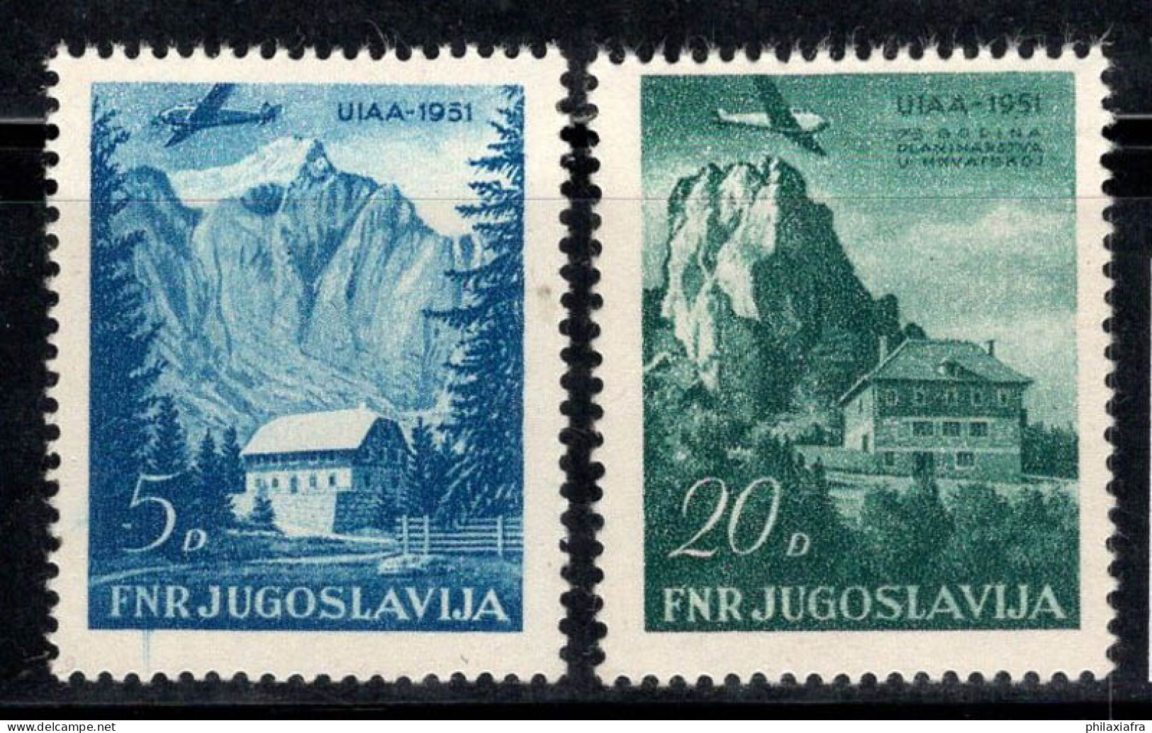 Yougoslavie 1951 Mi. 656-657 Neuf ** 100% Poste Aérienne Paysages, Avions - Airmail