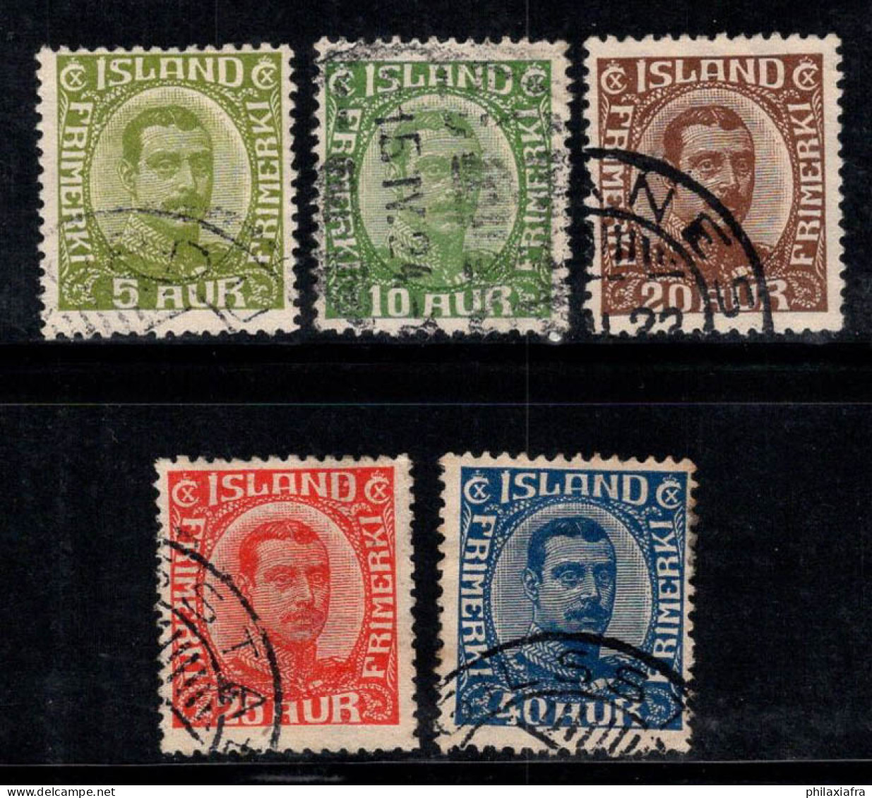 Islande 1921 Mi. 99-103 Oblitéré 40% Roi Christian X - Oblitérés