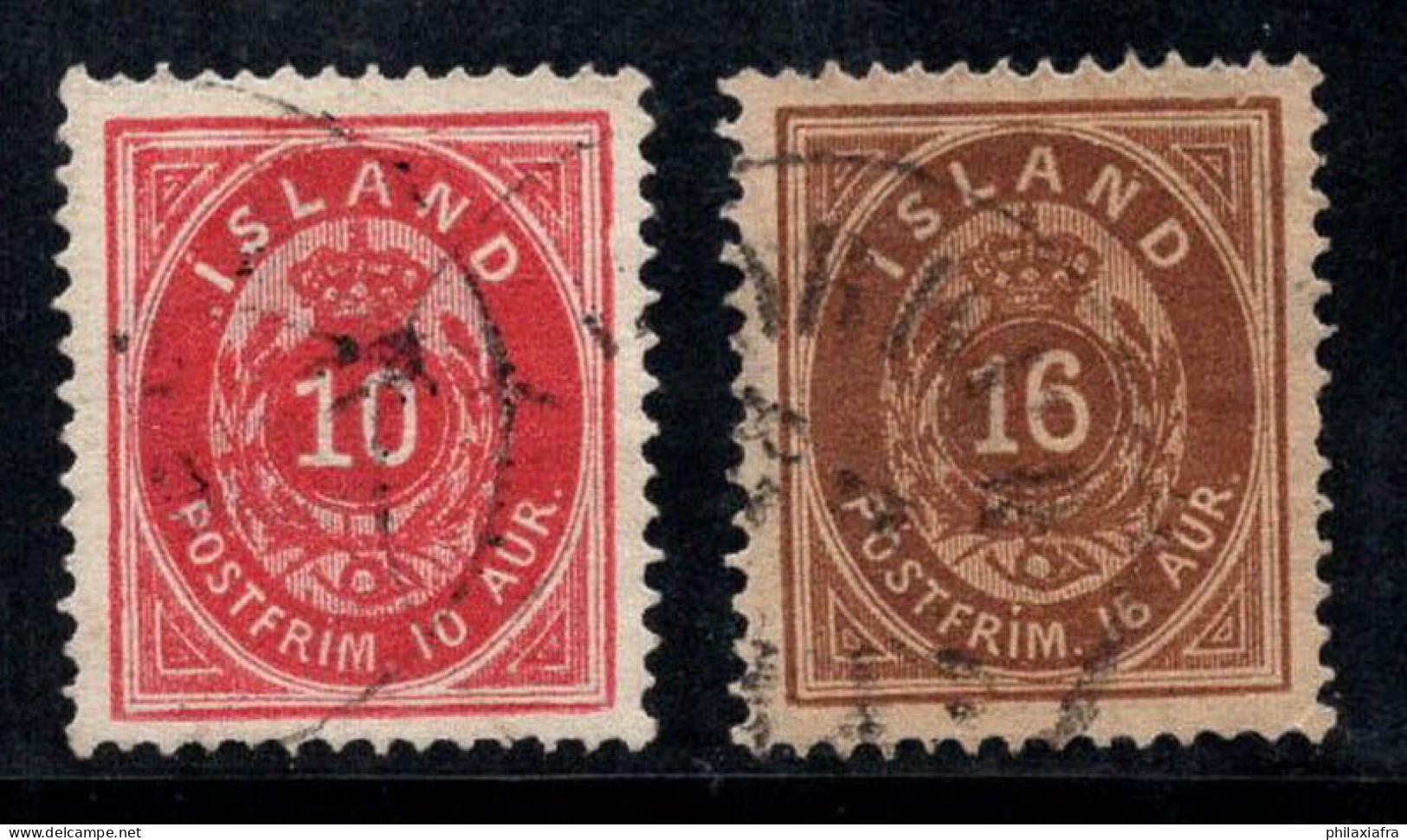 Islande 1876 Mi. 8A, 9A Oblitéré 80% 10 A, 16 A - Used Stamps