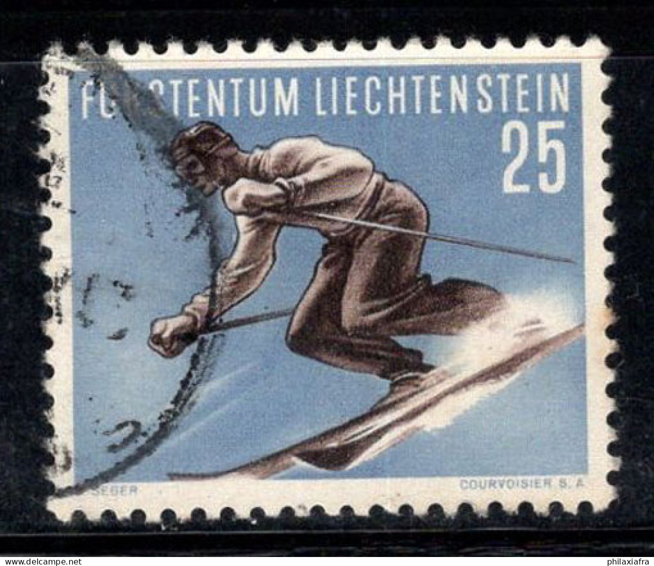 Liechtenstein 1955 Mi. 336 Oblitéré 100% Sport, 25 Rp, Ski - Oblitérés