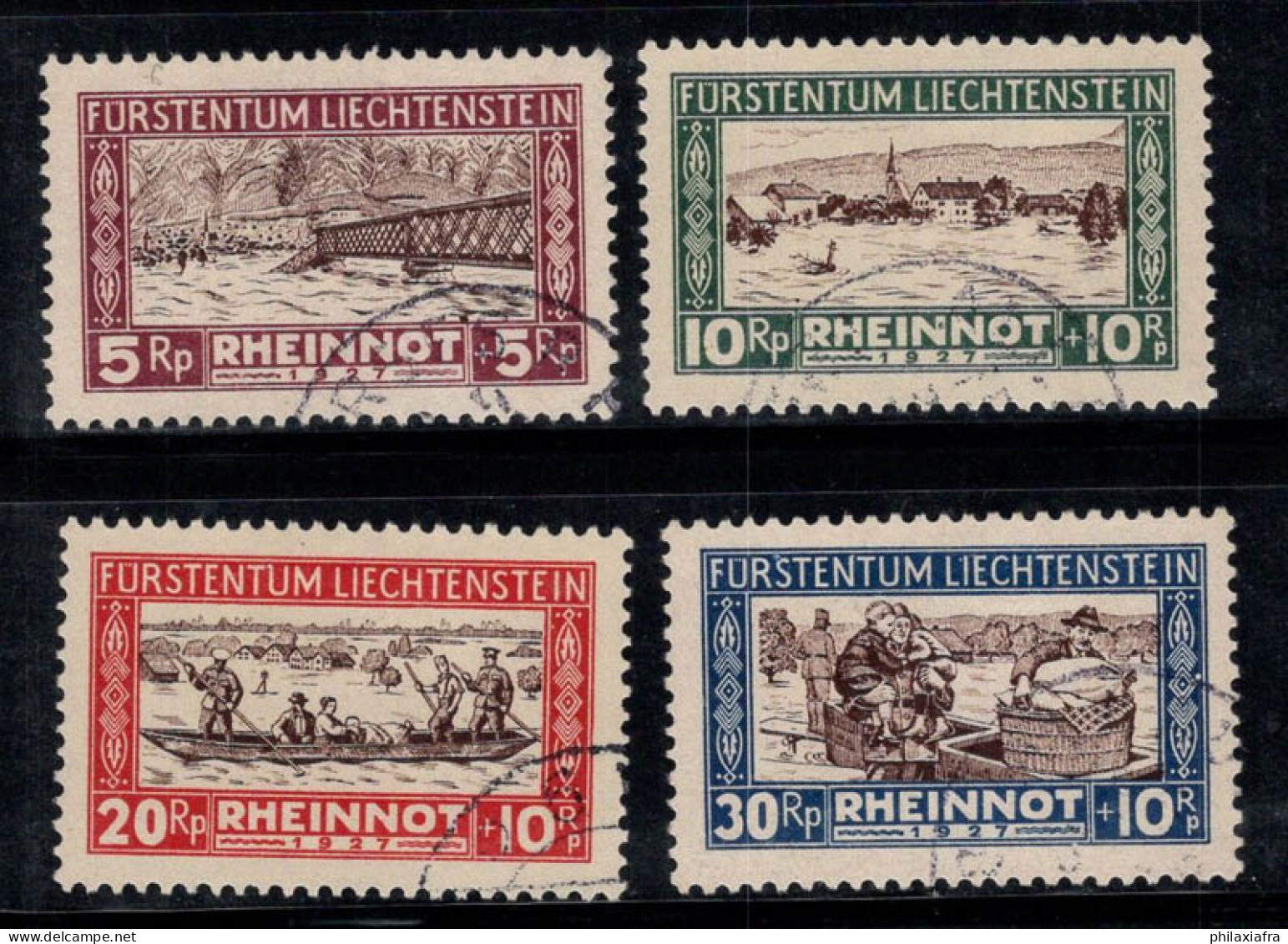 Liechtenstein 1928 Mi. 78-81 Oblitéré 100% Victimes Des Inondations - Gebraucht