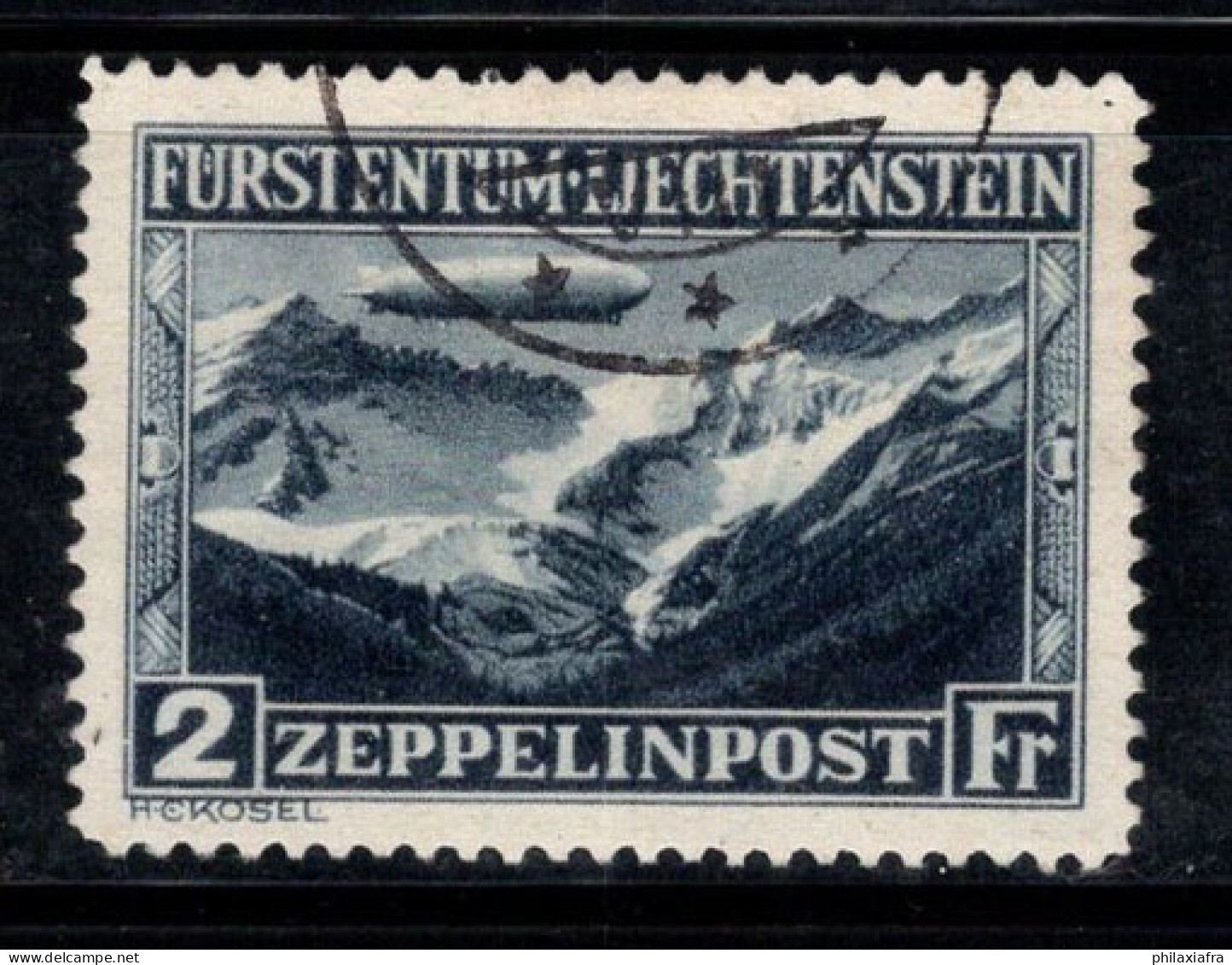 Liechtenstein 1931 Mi. 115 Oblitéré 100% Poste Aérienne Zeppelin, 2 Fr - Luchtpostzegels