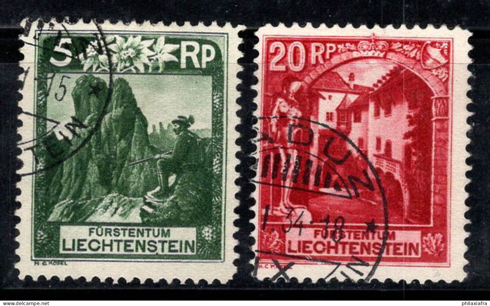 Liechtenstein 1930 Mi. 95, 97 Oblitéré 100% Paysages - Gebraucht