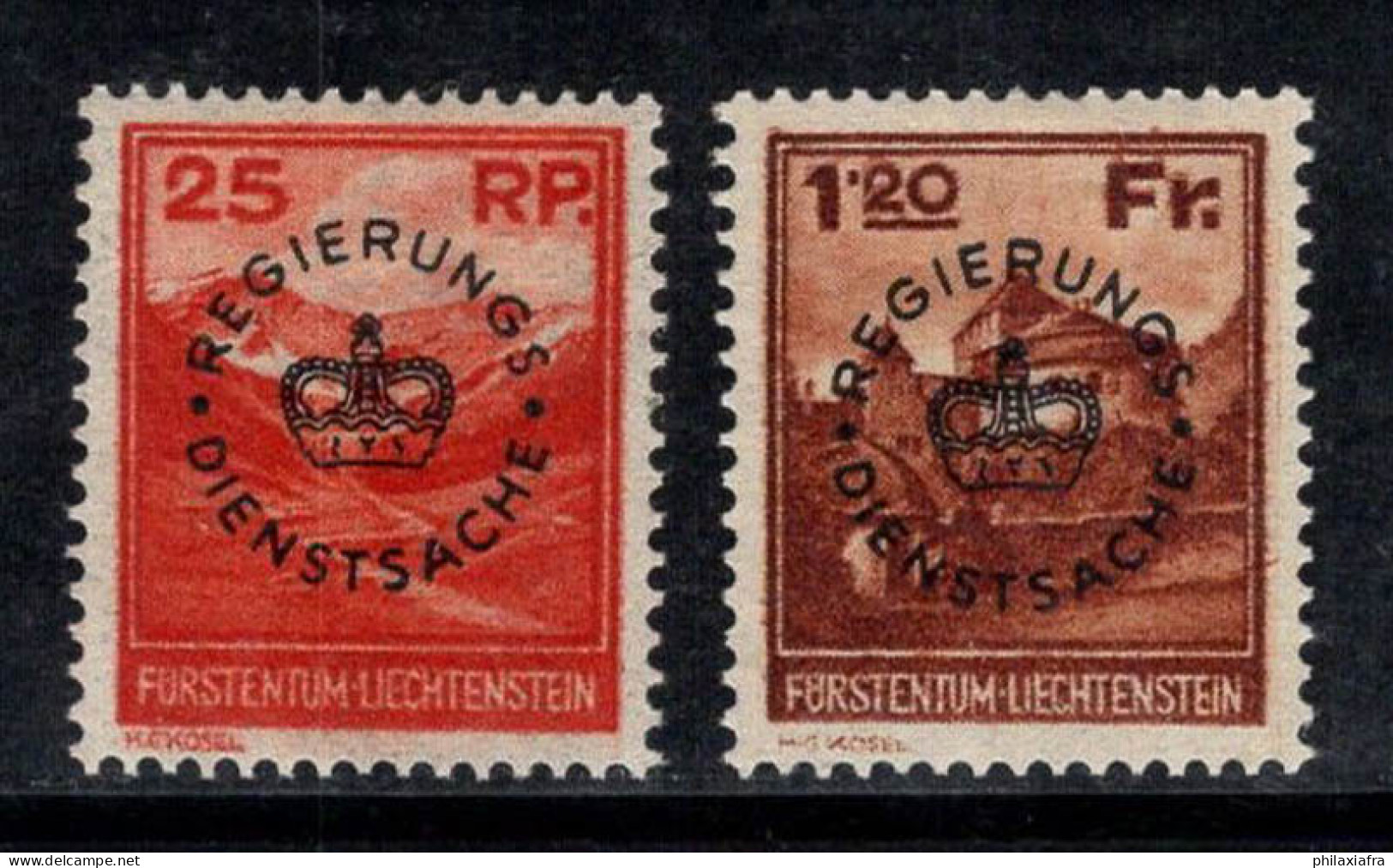 Liechtenstein 1933 Mi. 9-10 Neuf * MH 100% Service Paysages - Service