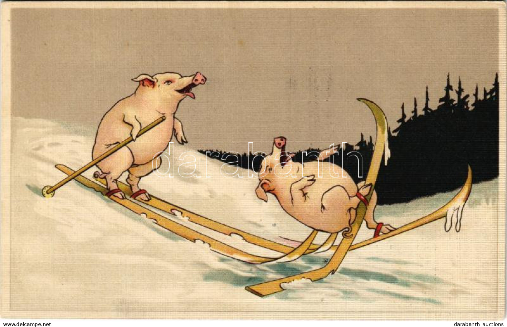 T2/T3 Pigs On Ski, Winter Sport, Humour. Special B. 3200. (EK) - Ohne Zuordnung