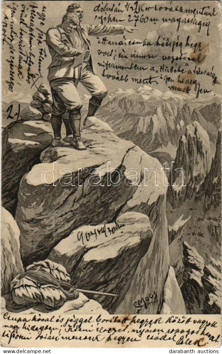 T2/T3 1904 Hikers, Mountaineering. Bergheil No. 1. S: C. Moos (kis Szakadás / Small Tear) - Ohne Zuordnung