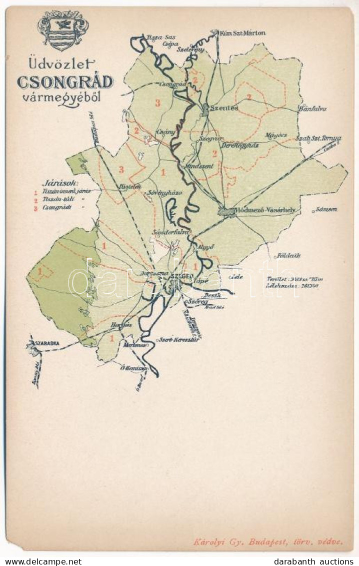 ** T4 Csongrád Vármegye Térképe. Kiadja Károlyi Gy. / Map Of Csongrád County (EM) - Unclassified