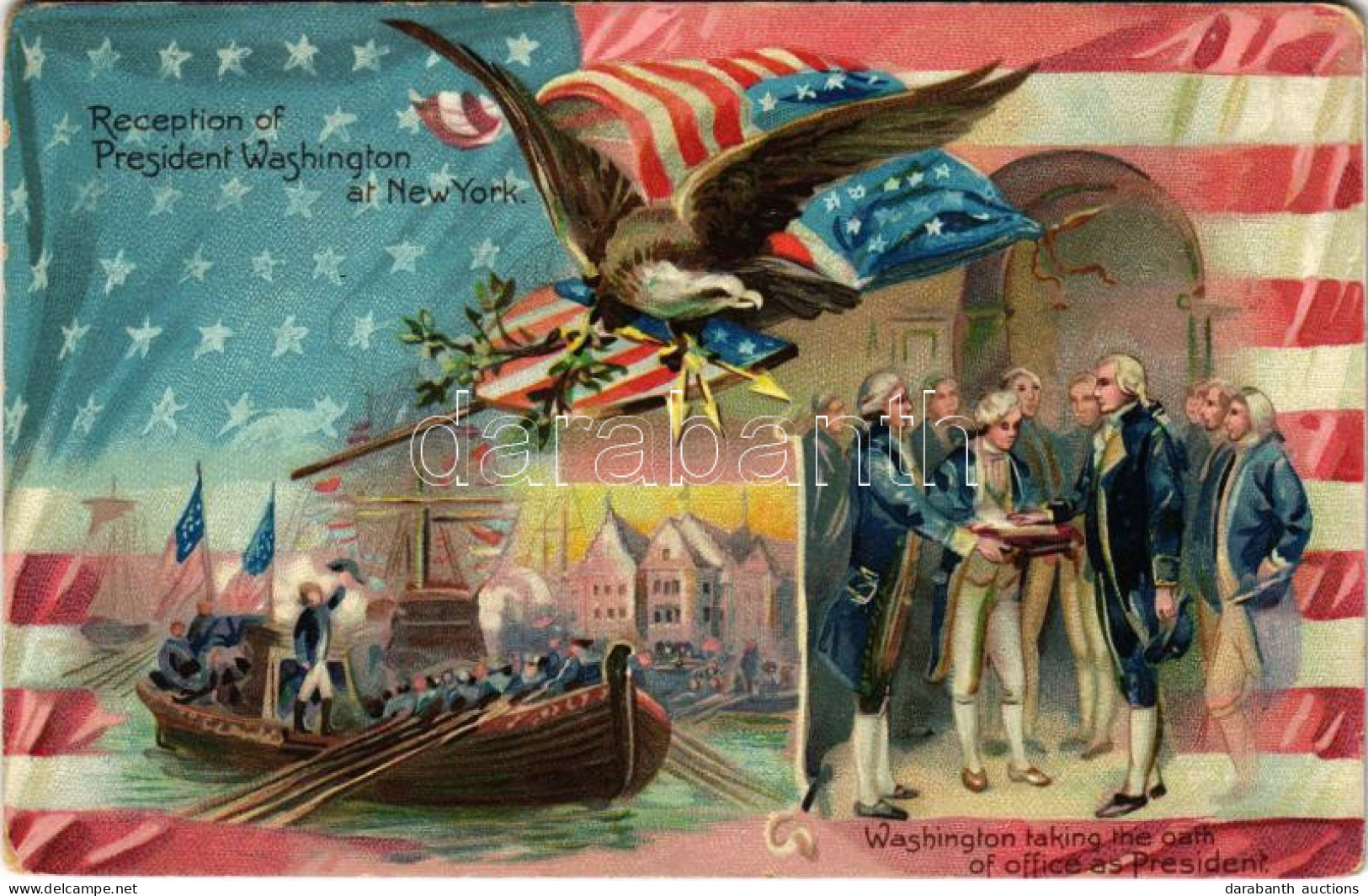 ** T3 Reception Of President Washington At New York. Washington Taking The Oath Of Office As President. Raphael Tuck & S - Non Classés