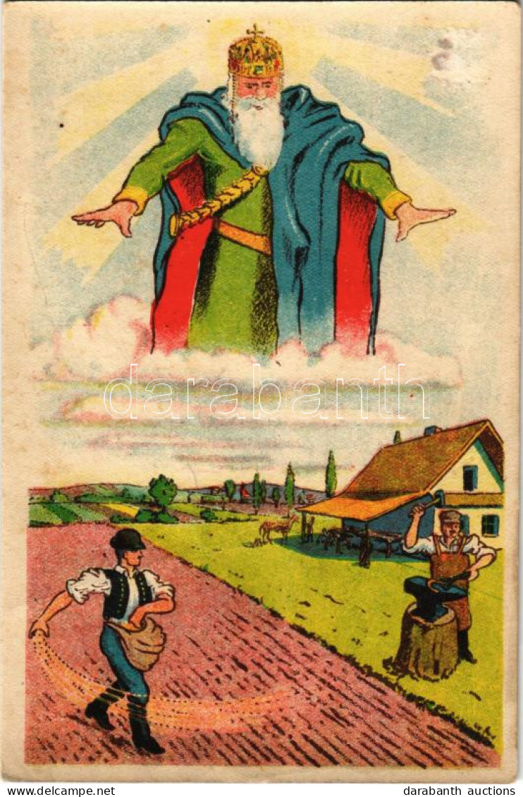 ** T3 Szent István Országa / Hungarian Irredenta Propaganda With Stephen I Of Hungary (gyűrődések / Creases) - Ohne Zuordnung