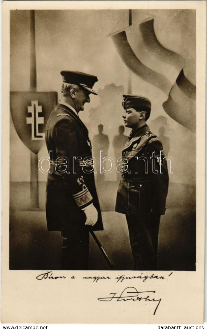 ** T2 Bízom A Magyar Ifjúságban! Horthy Miklós Levente Fiúval / Regent Horthy With Hungarian Military Schoolboy, Propaga - Ohne Zuordnung