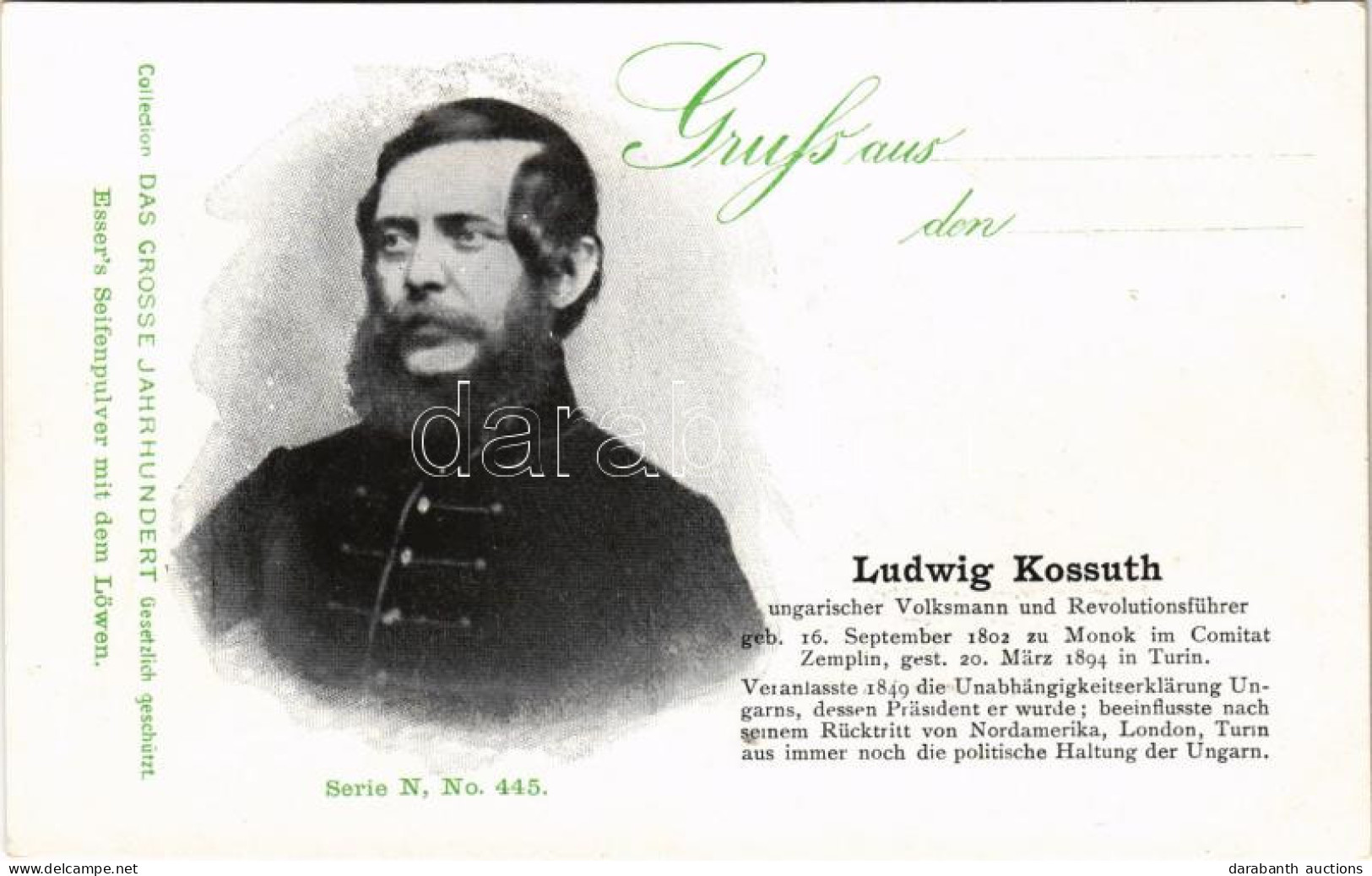 ** T2 Kossuth Lajos / Ludwig Kossuth, Collection Das Grosse Jahrhundert Serie N No. 445. - Ohne Zuordnung