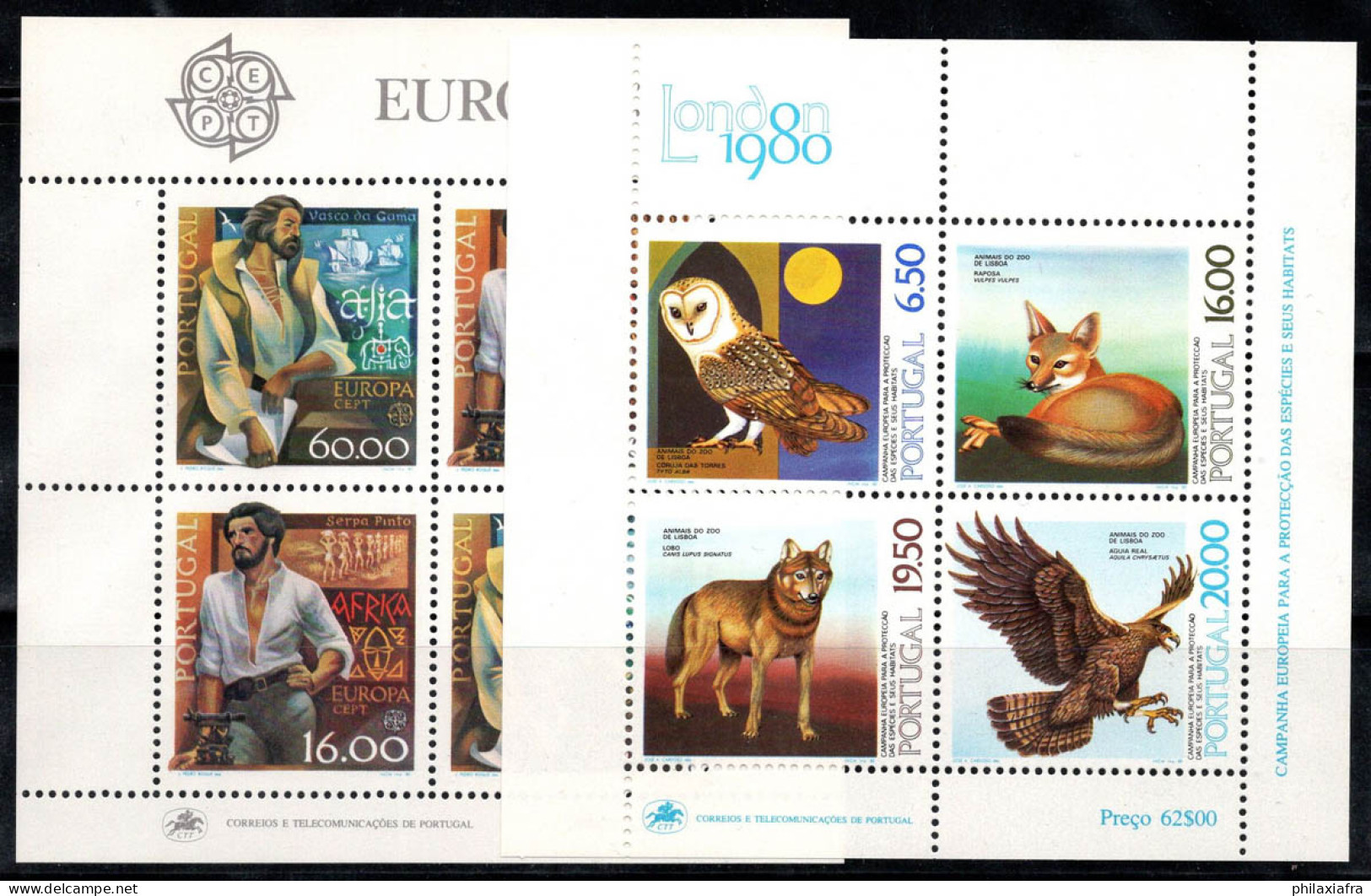 Portugal 1980 Mi. Bl.29-30 Bloc Feuillet 100% Neuf ** Personnalités,Animaux De Zoo - Blocs-feuillets