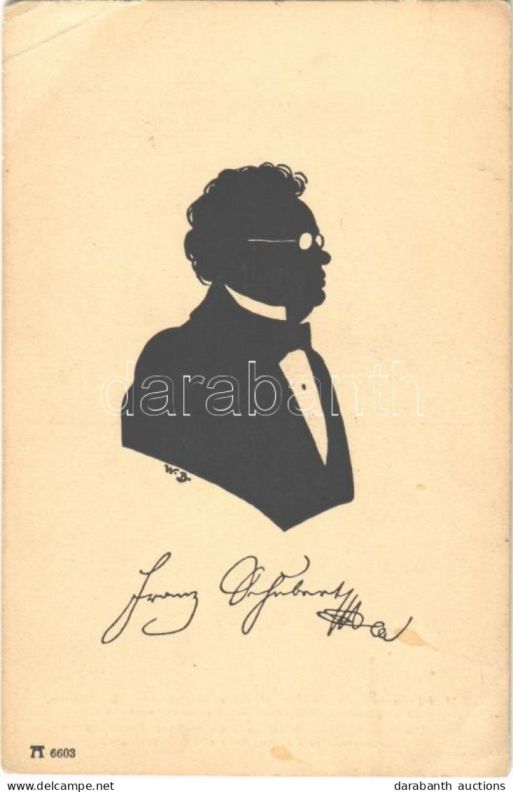 ** T3 Franz Schubert. F. A. Ackermann's Kunstverlag Serie 661: 12 Komponisten-Silhouetten S: W. Bithorn (EB) - Non Classés