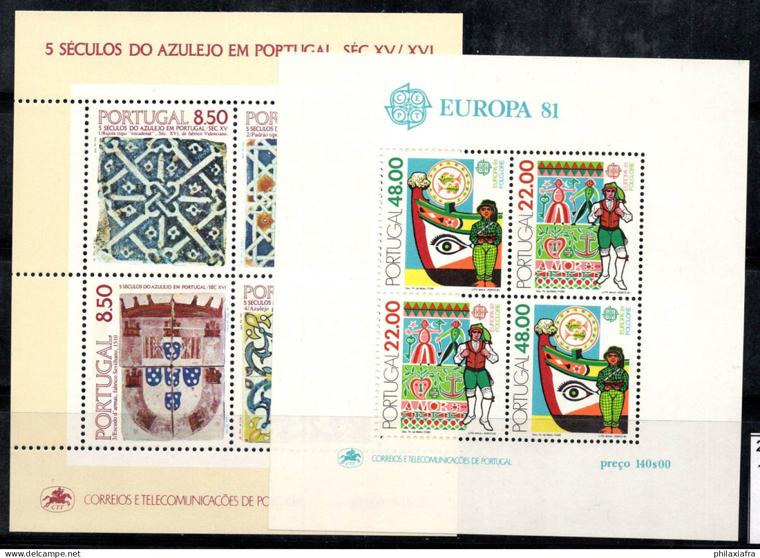 Portugal 1981 Mi. Bl.32-33 Bloc Feuillet 100% Neuf ** Tuiles, Folklore, Costumes - Blocs-feuillets