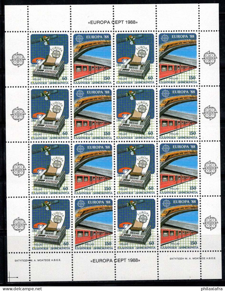 Grèce 1988 Mi. 1685-86 A Mini Feuille 100% Neuf ** Transports Et Télécommunications - Blocks & Sheetlets