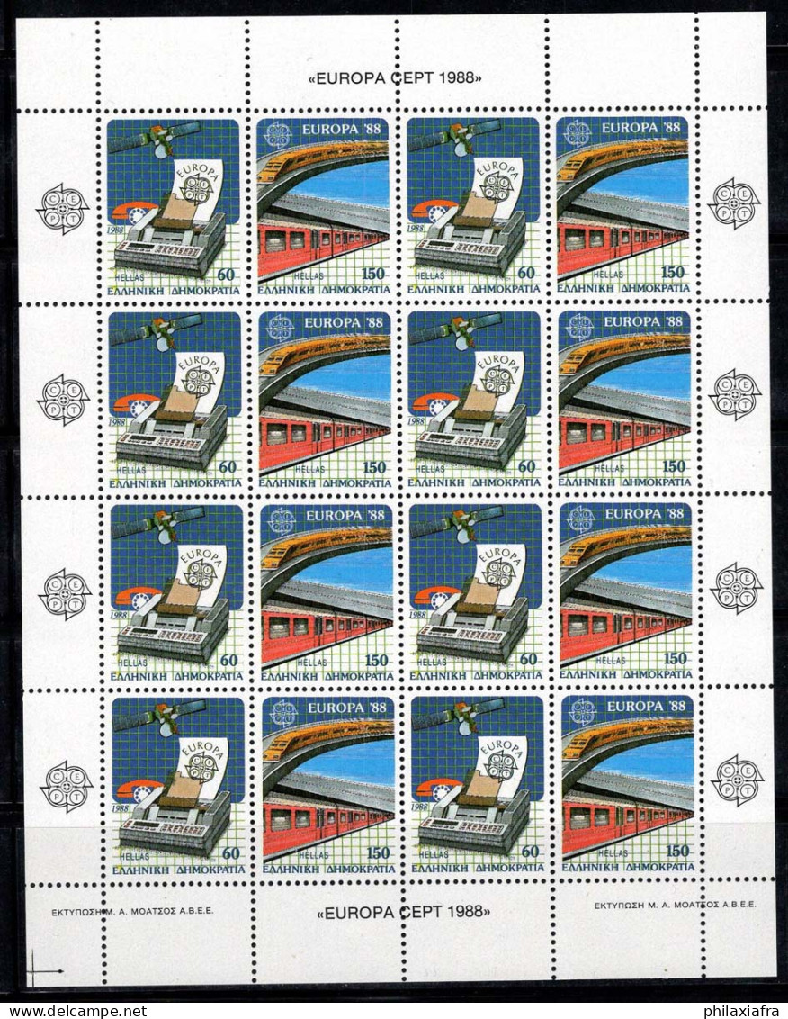 Grèce 1988 Mi. 1685-86 A Mini Feuille 100% Neuf ** Transports Et Télécommunications - Blocchi & Foglietti