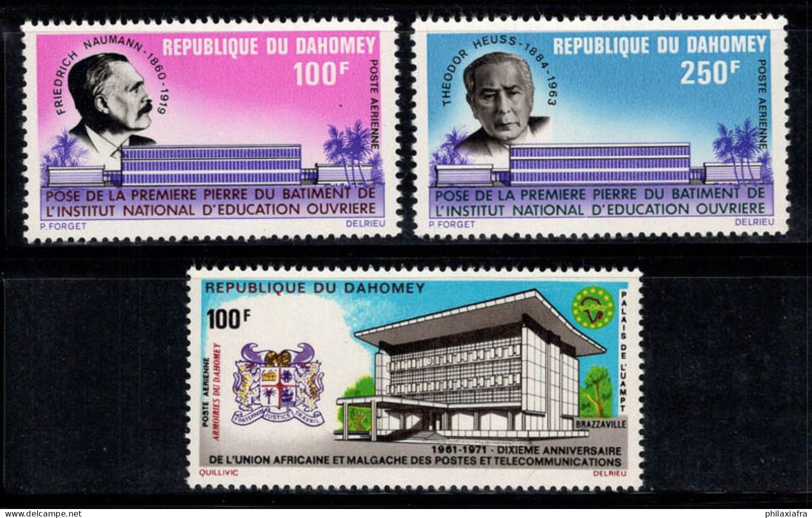 Dahomey 1971-72 Mi. 462,478-79 Neuf ** 100% Poste Aérienne Bâtiment Du Bureau De Poste, Politiciens... - Altri - Africa