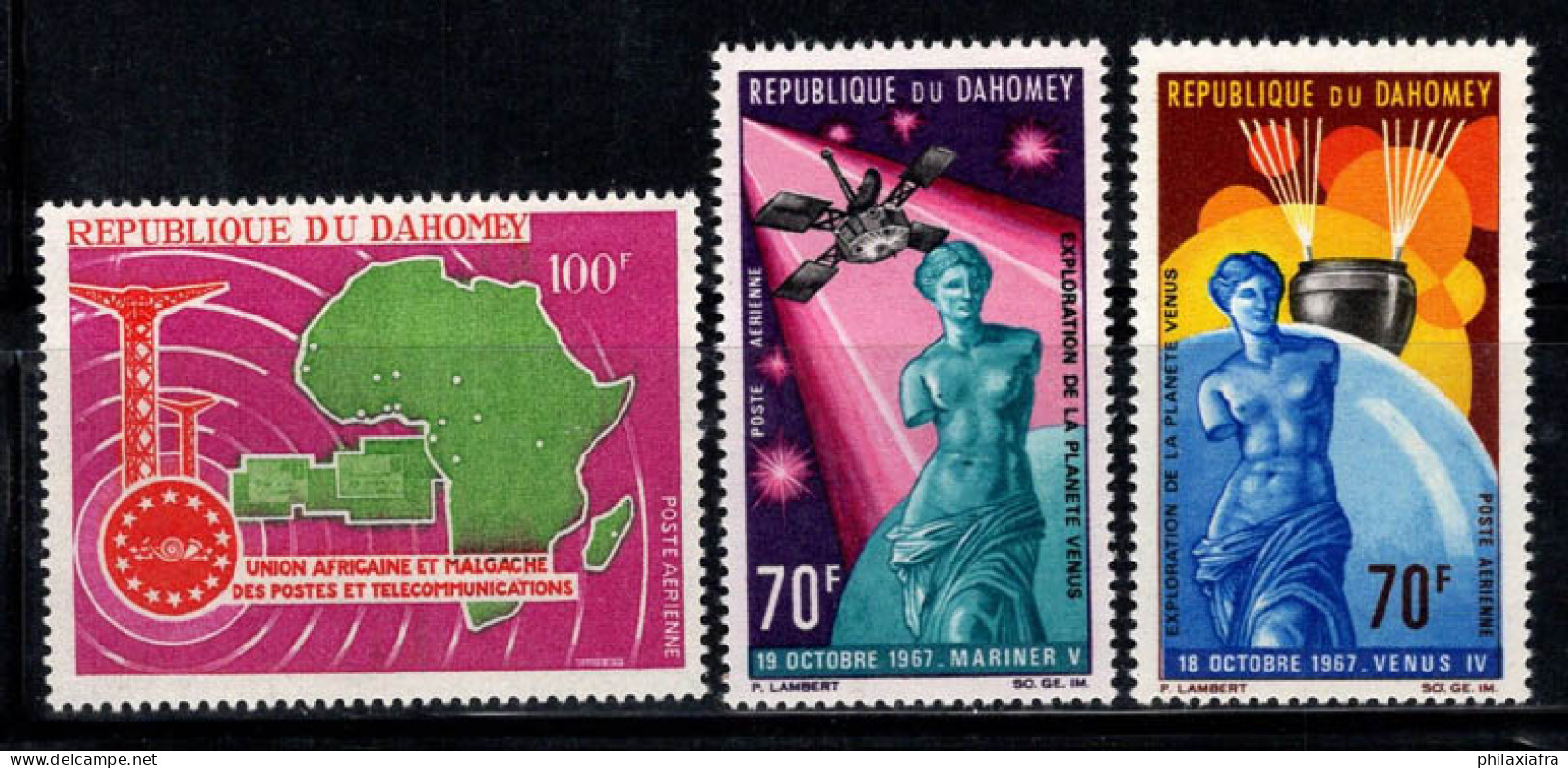 Dahomey 1967-68 Mi. 328,335-36 Neuf ** 100% Poste Aérienne Télécommunications,Planète Vénus - Altri - Africa