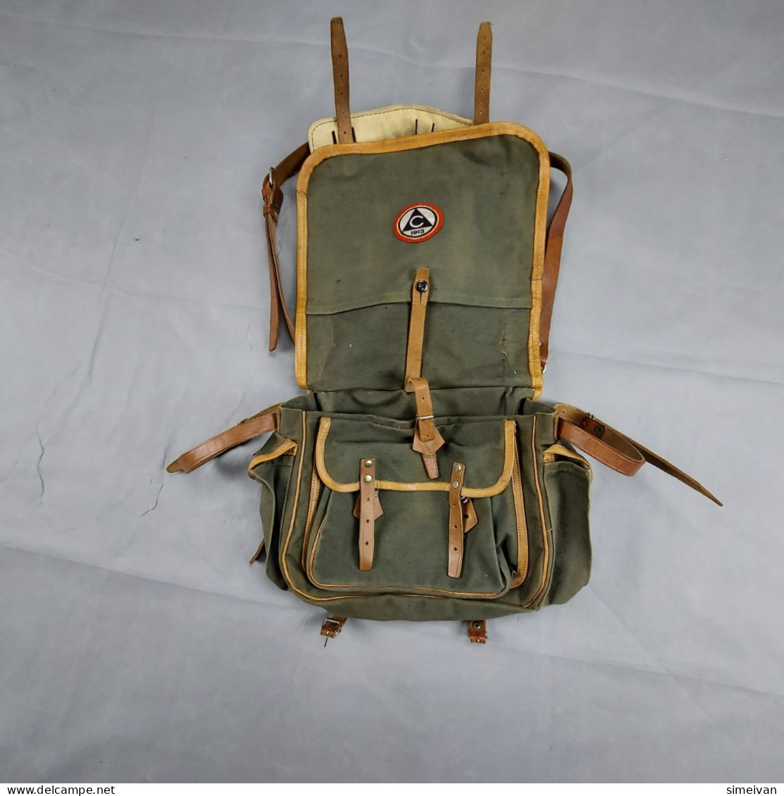 Vintage Canvas Shoulder Bag With Leather Strap FC Slavia Sofia Emblem #5468 - Sonstige & Ohne Zuordnung