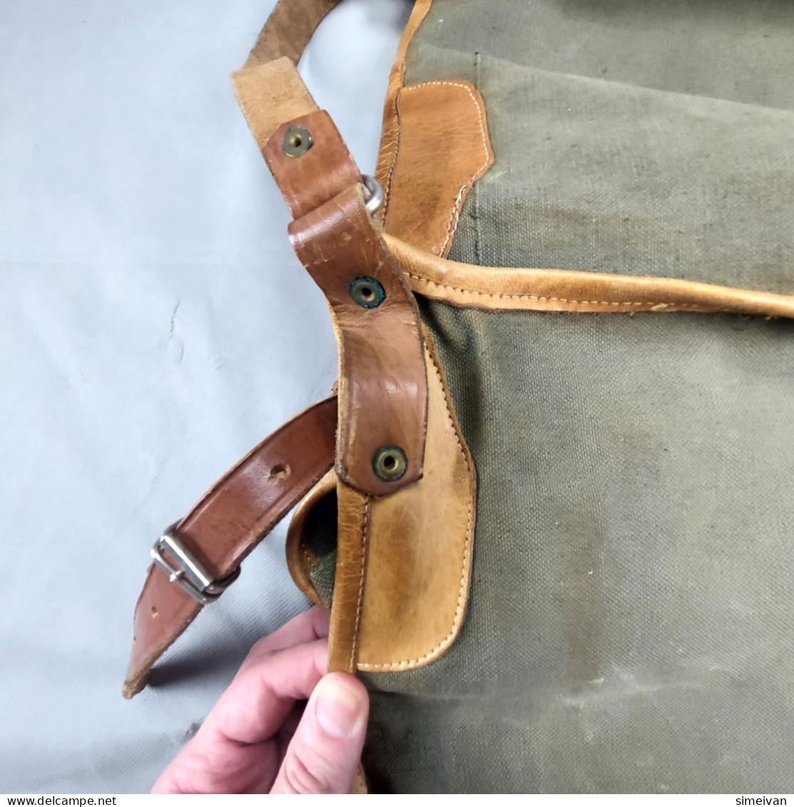 Vintage Canvas Shoulder Bag with Leather Strap FC Slavia Sofia Emblem #5468