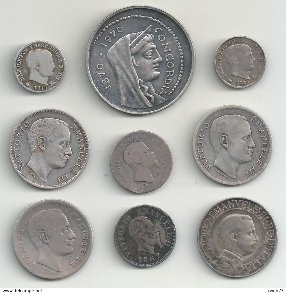 ITALIE - Lot De 9 Monnaies En Argent - Années Et états Divers - Collections & Lots