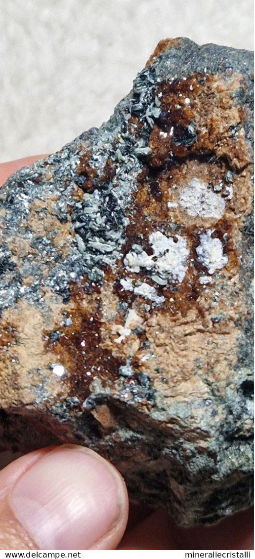 Minerali Liguri Granato Titanite Hessonite Passo Del Faiallo Italia 8cm - Minerali